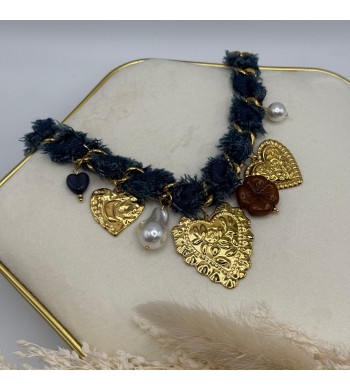 Colar em tecido ganga