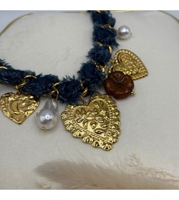 Colar em tecido ganga